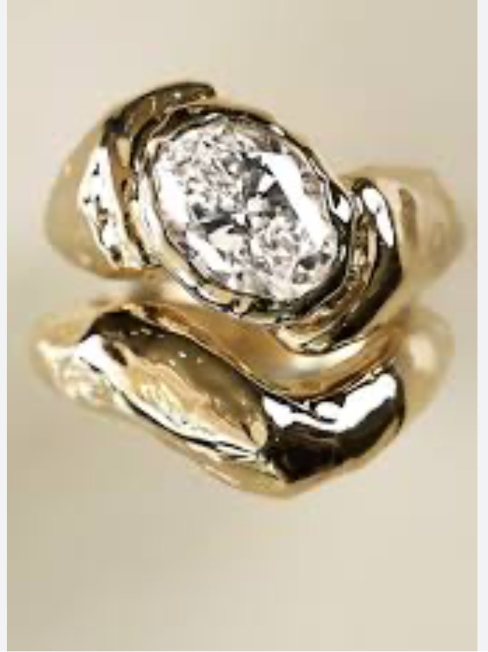 Gold and White EVOKE Stone Diamond Wrap Fashion jewelry Ring   New